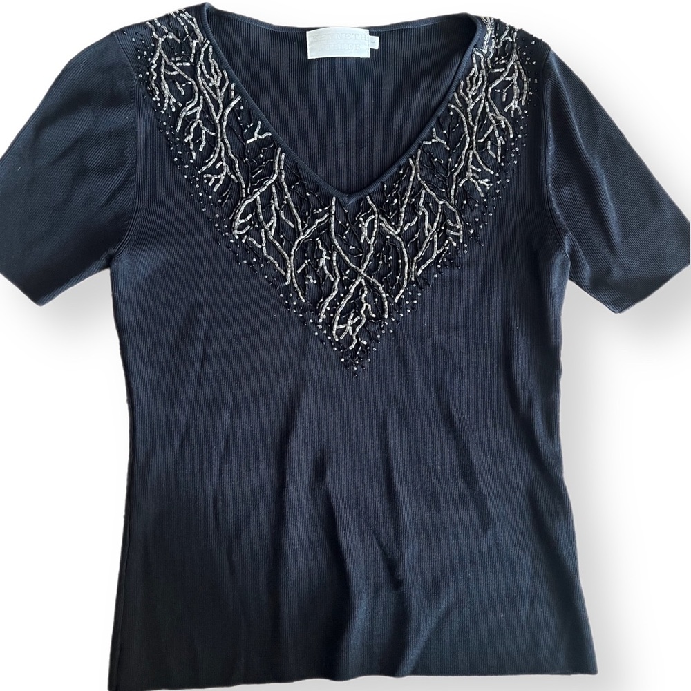 Kenneth Miller - V Neck Embellished Top - size Large